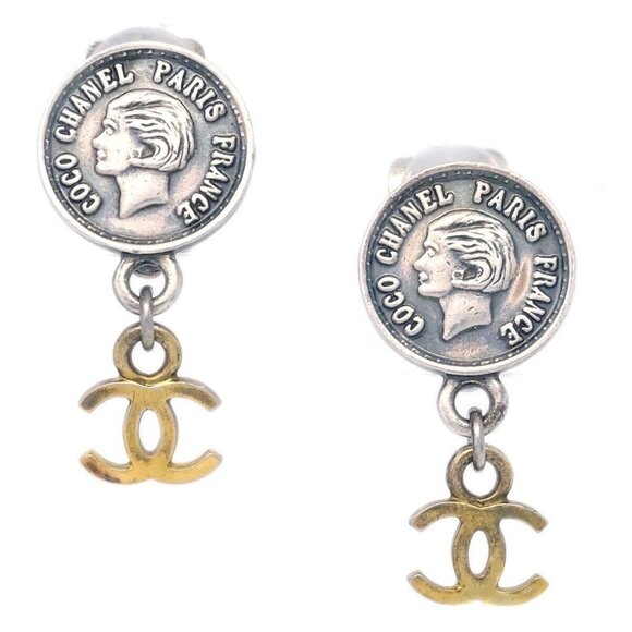 Chanel Silver Dangle Earrings Clip-On - Picture 1 of 4